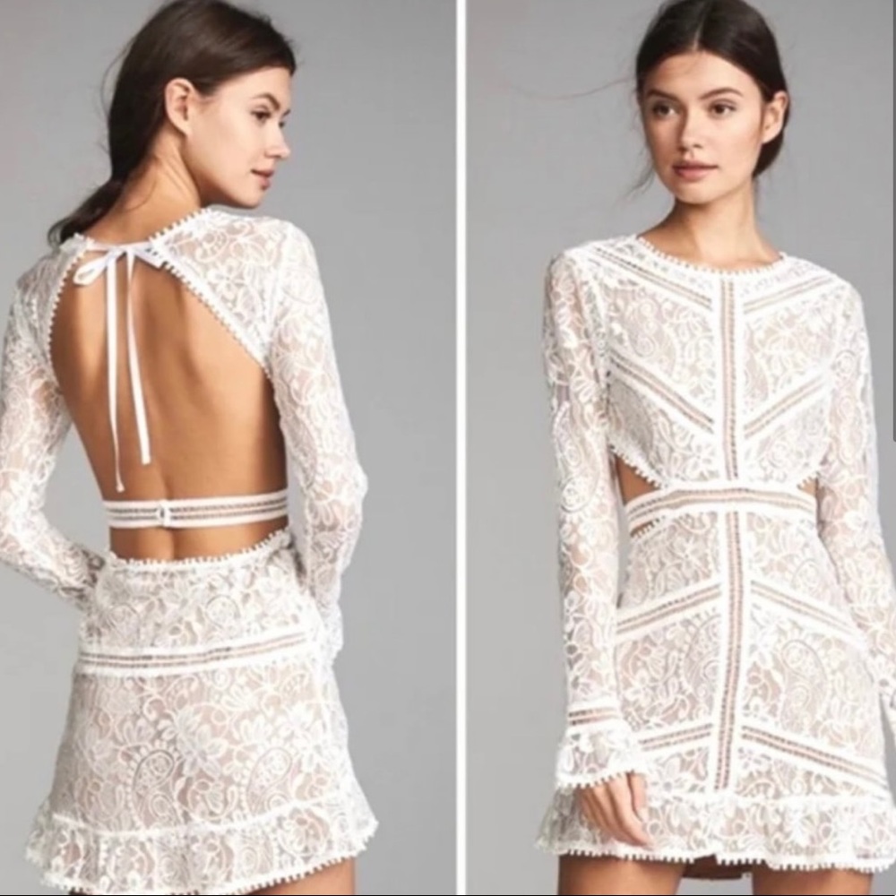 For Love and Lemons Emerie cutout white lace dress size small